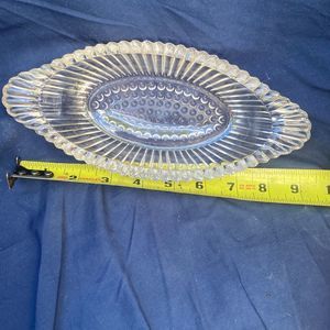 Vintage Ribbed Starburst Lovely Oval Clear Glass Banana Split Boat Dish